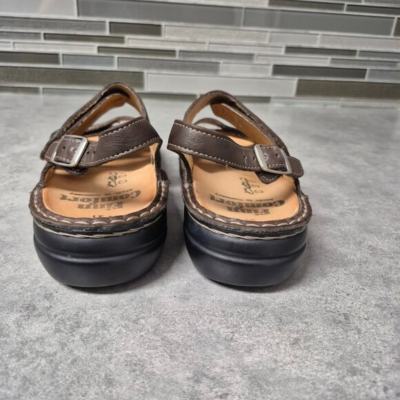 D41 Finn Comfort Germany Milos Soft Coffee Brown Leather Buckle Sandals - Picture 7 of 11